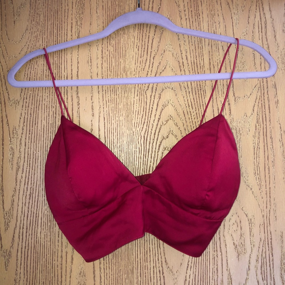 Red Satin Crop Top